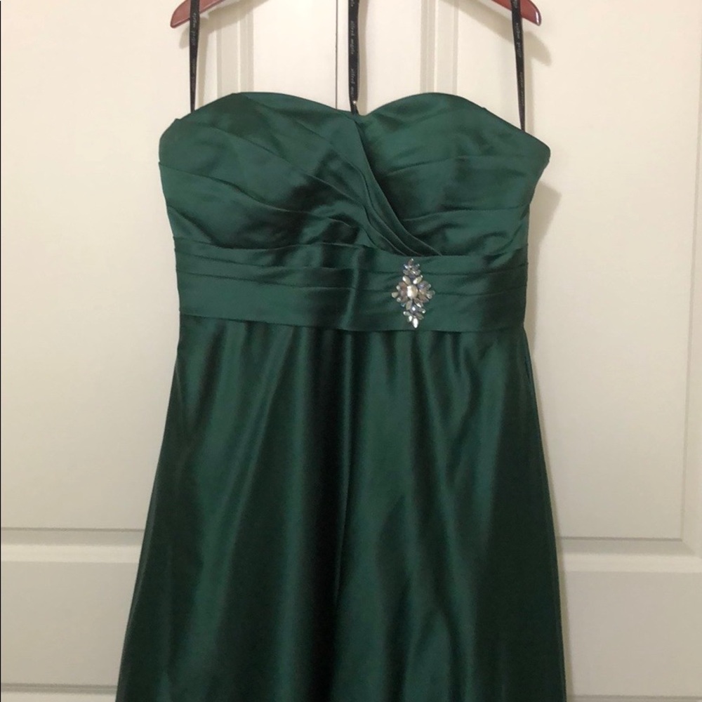 Hunter Green Satin Bridesmaids Dress
